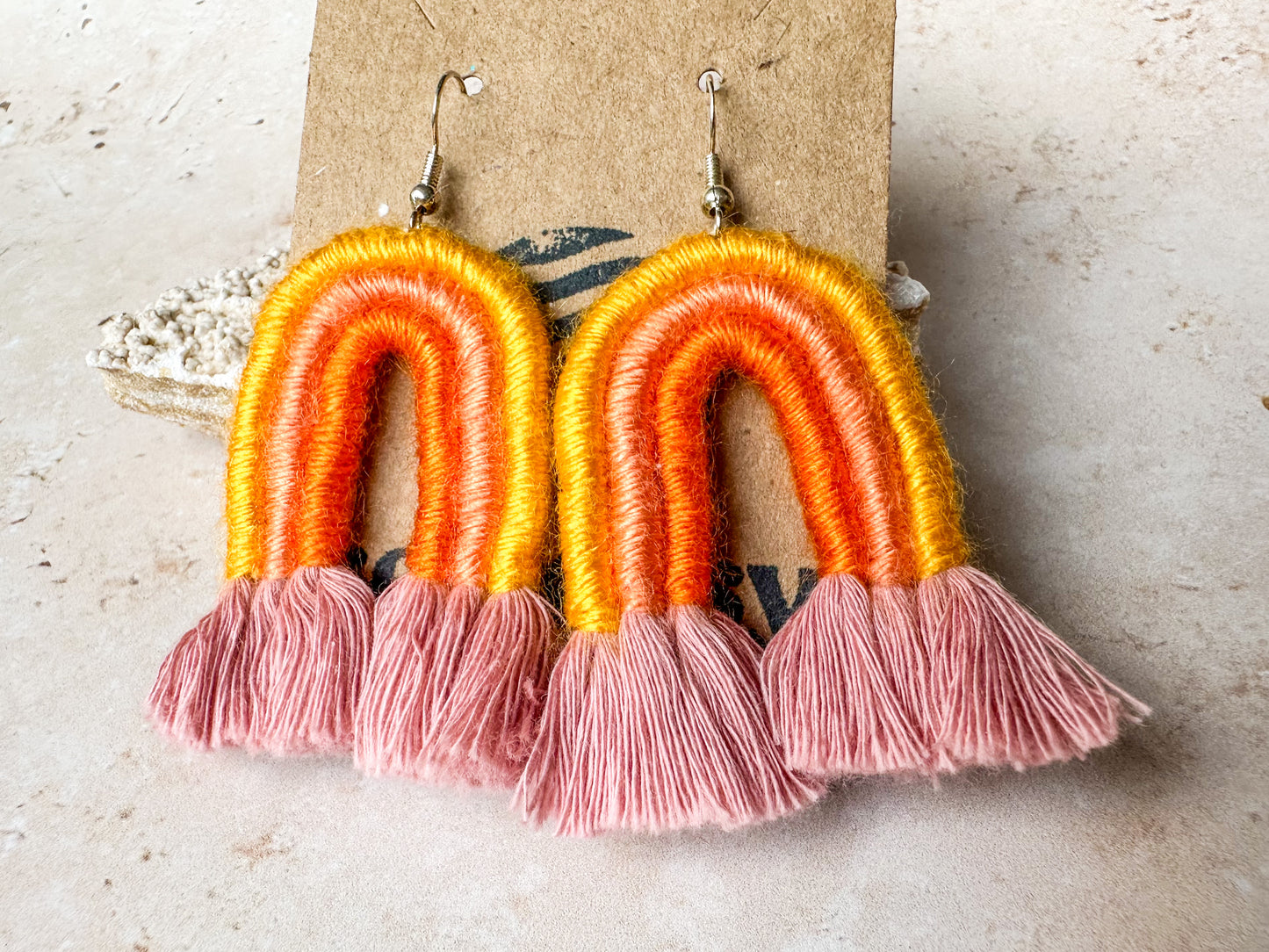 Rainbow macrame earrings