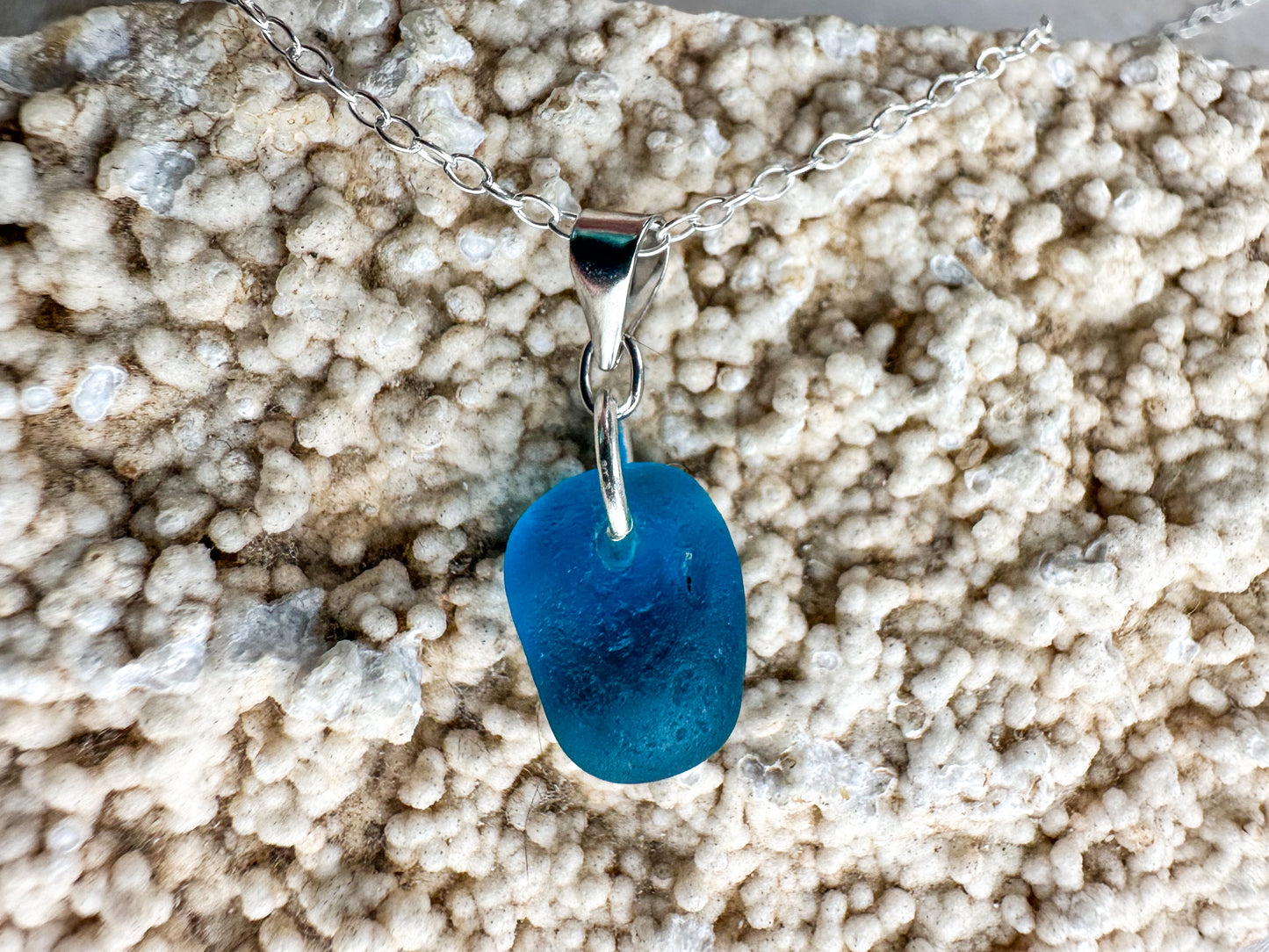 Turquoise yellow sea glass necklace