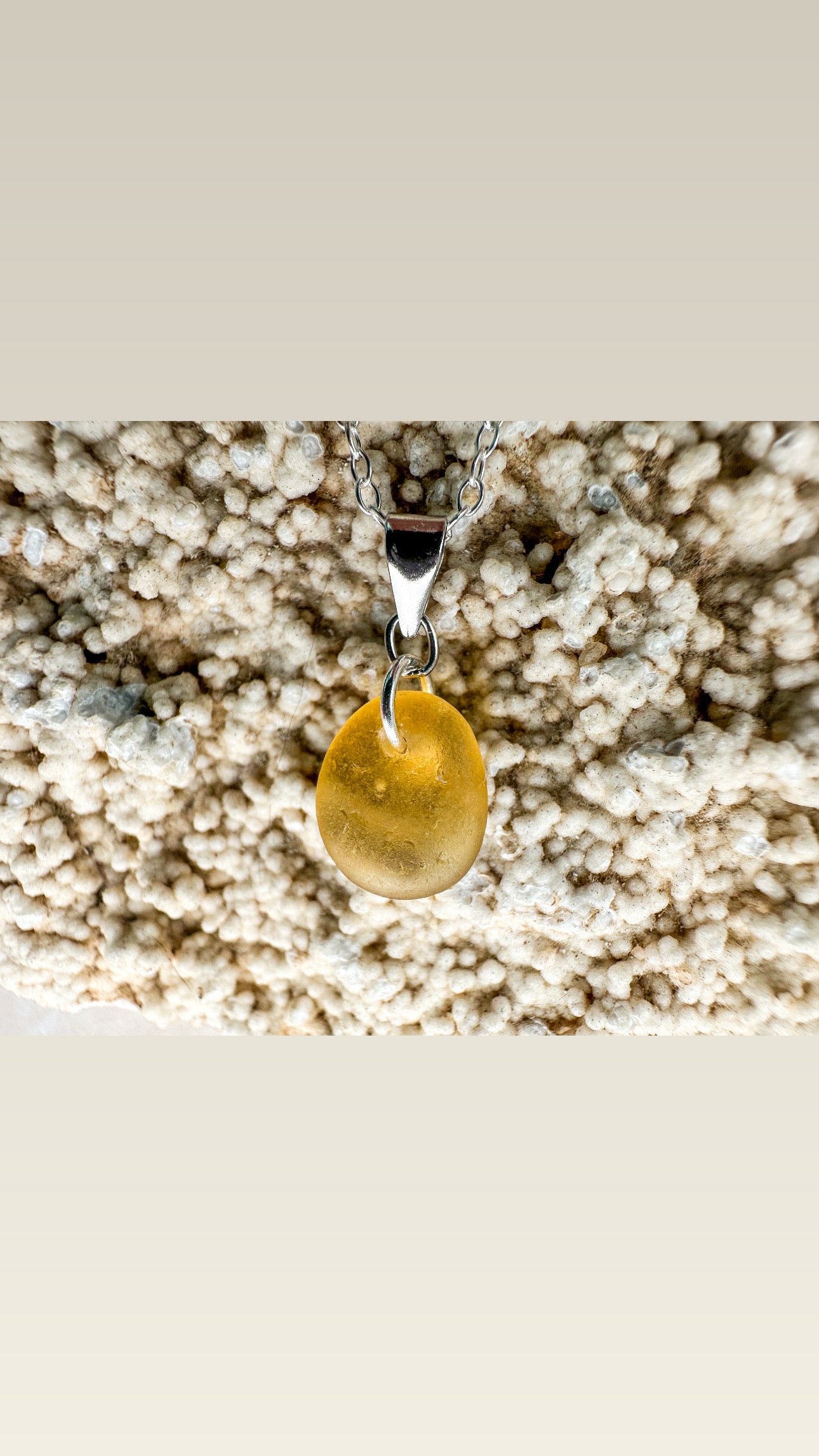 Honey yellow sea glass necklace