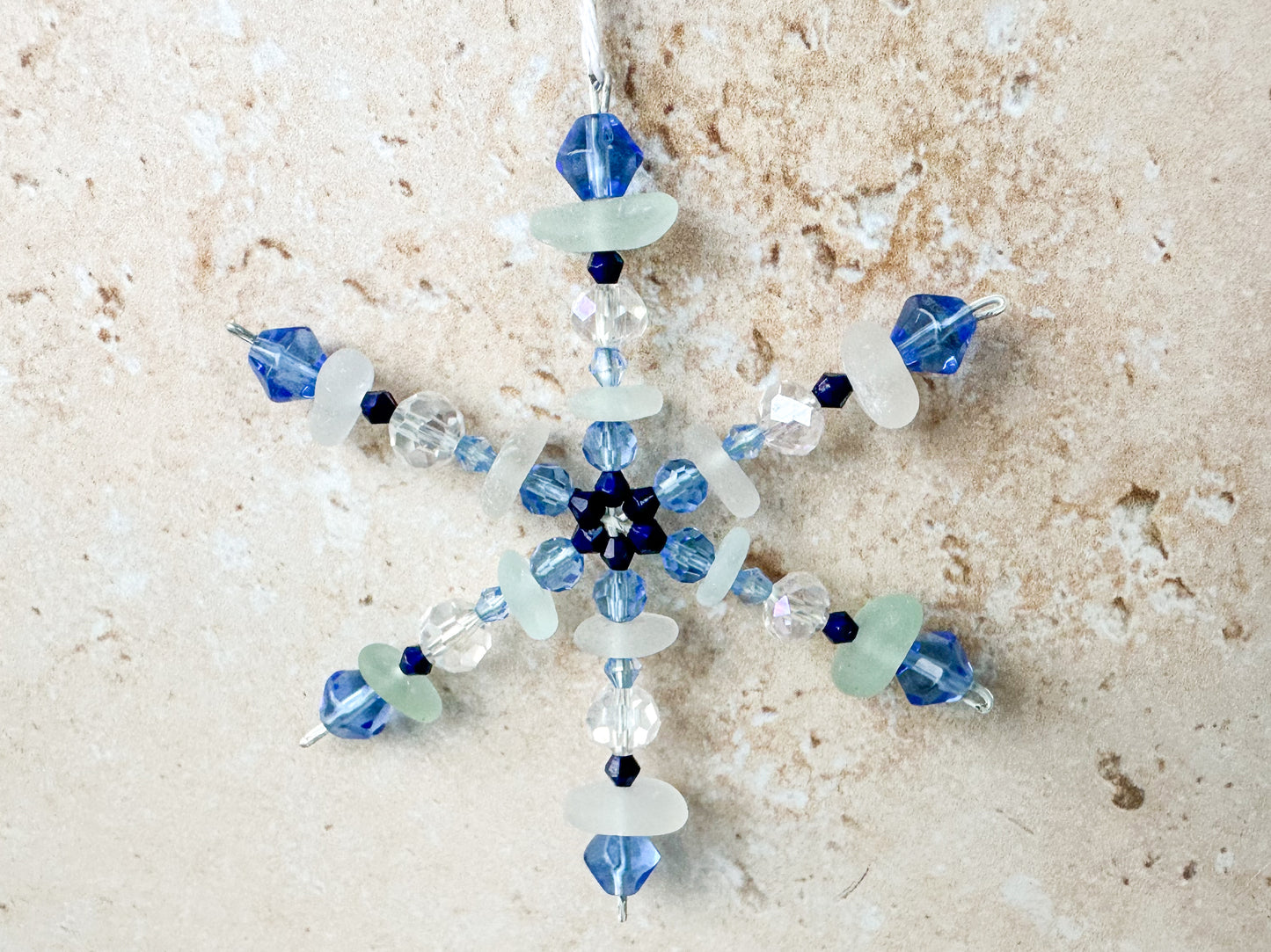 Sea glass snowflake ornament size small