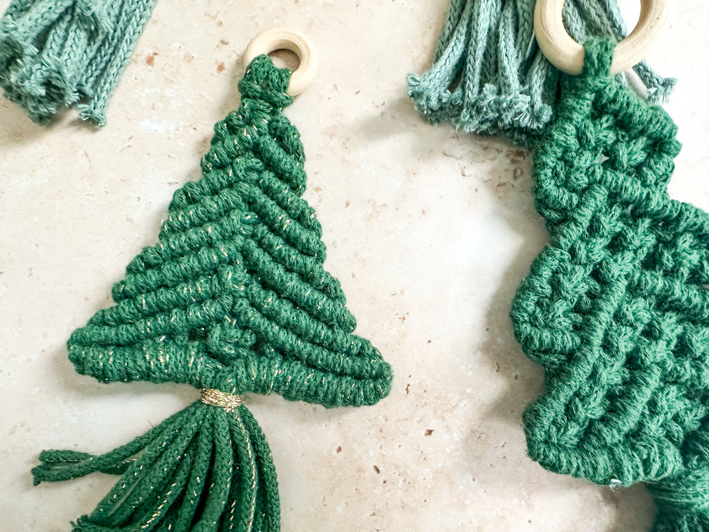 CLEARANCE Macrame Christmas trees small
