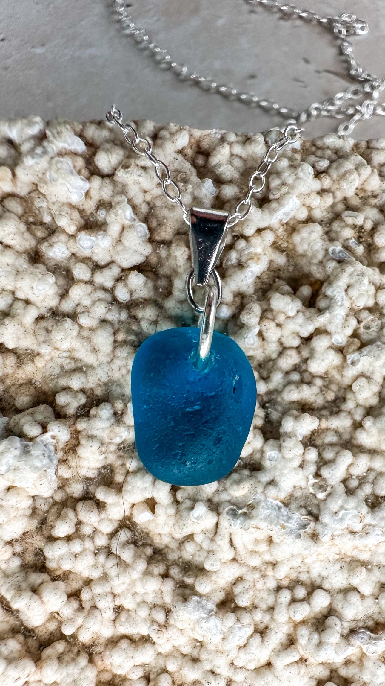 Turquoise yellow sea glass necklace