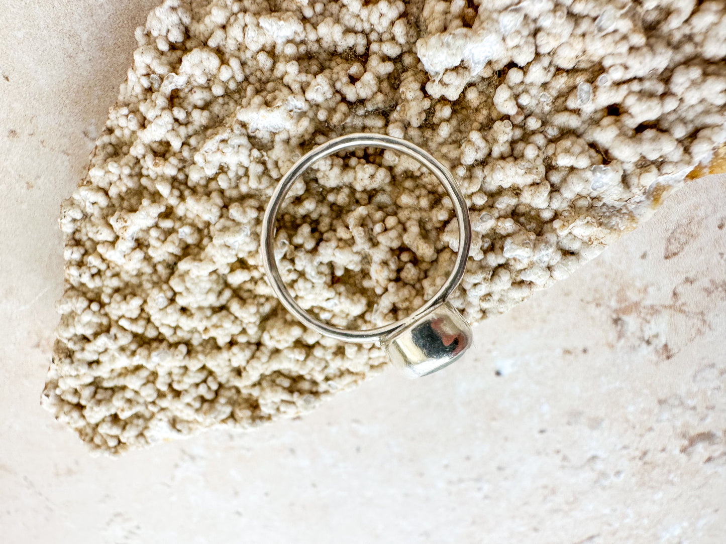 Light grey sea glass ring size P