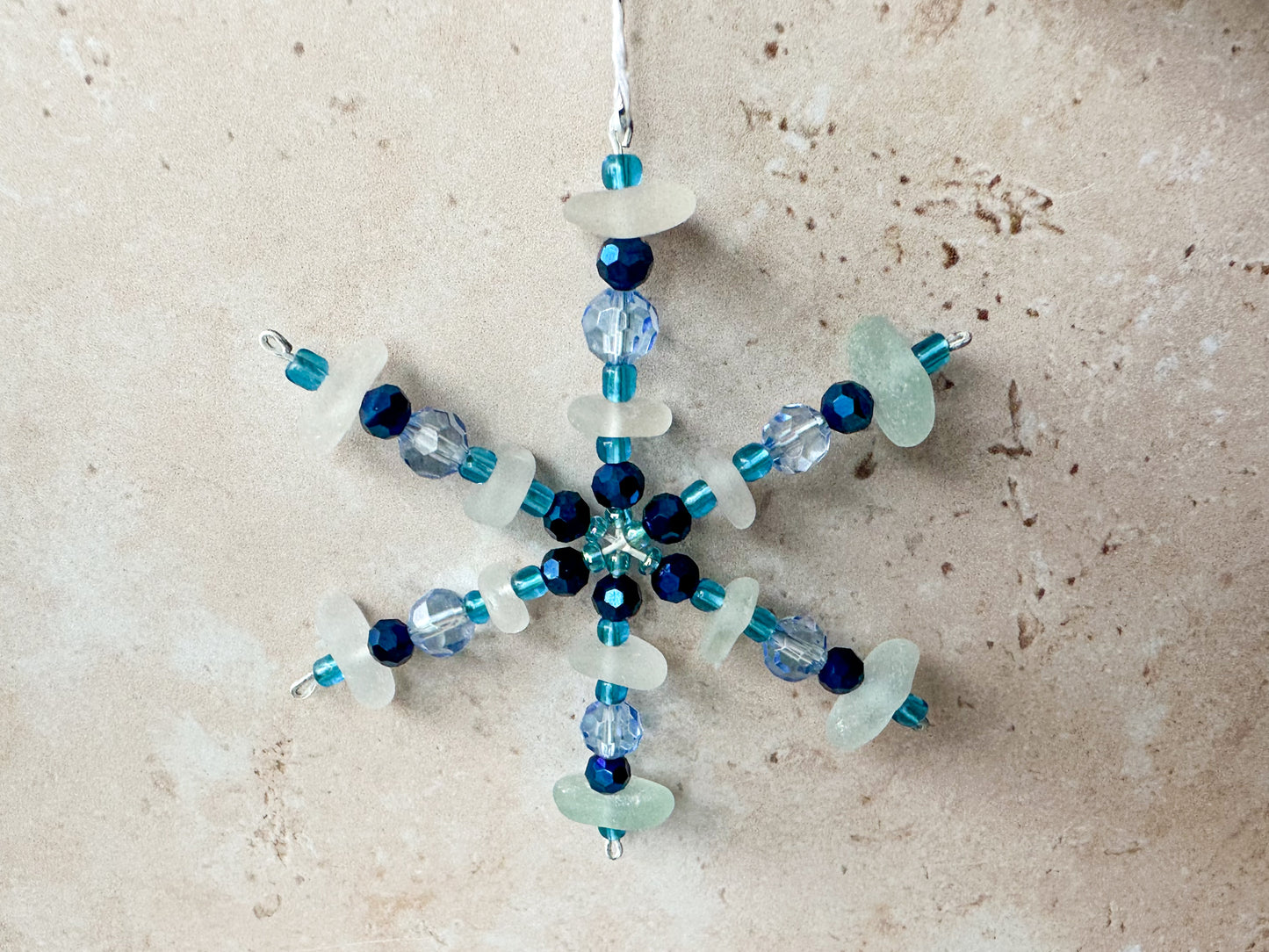 Sea glass snowflake ornament
