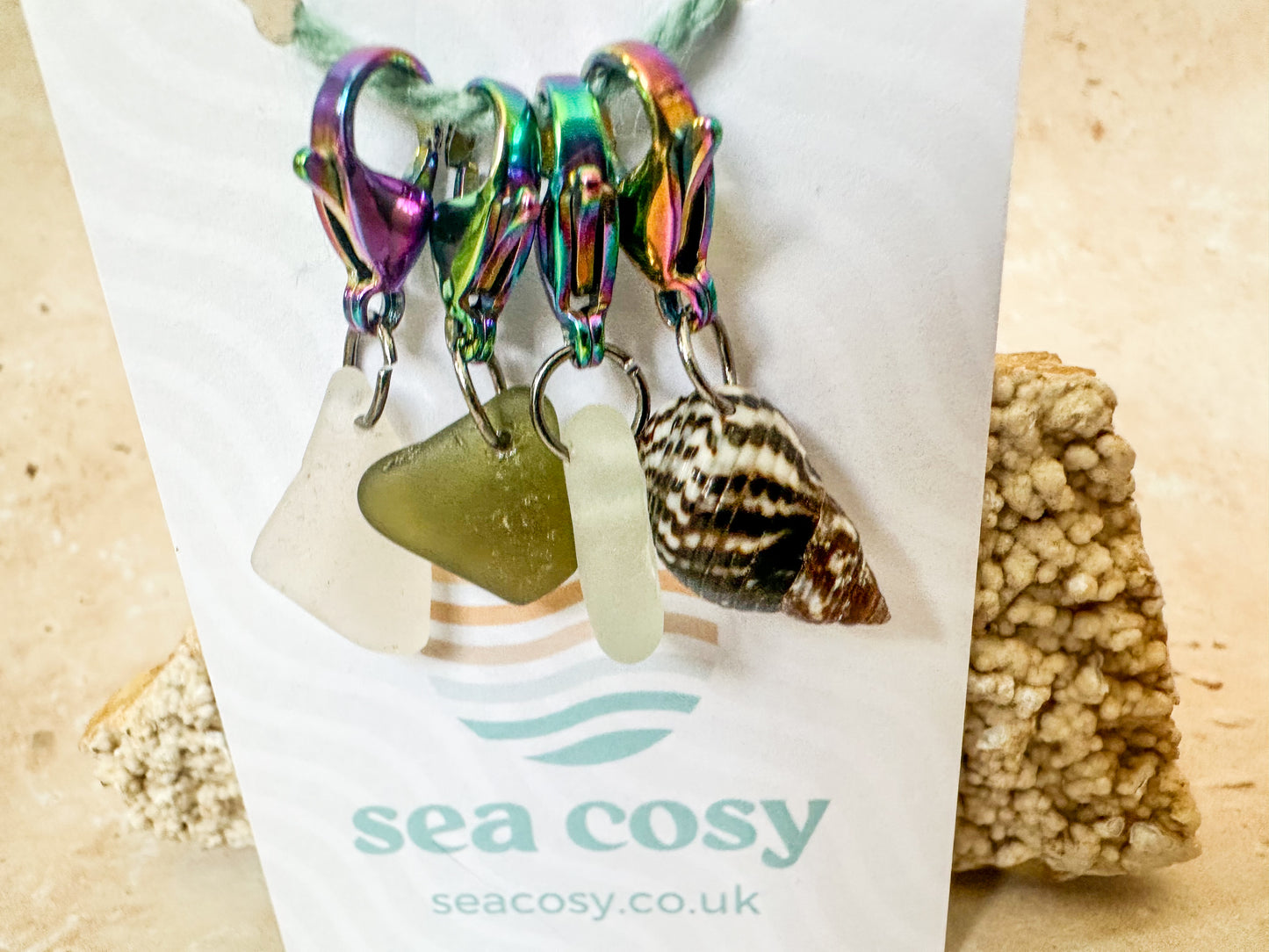 Sea glass and sea shell crochet stitch markers
