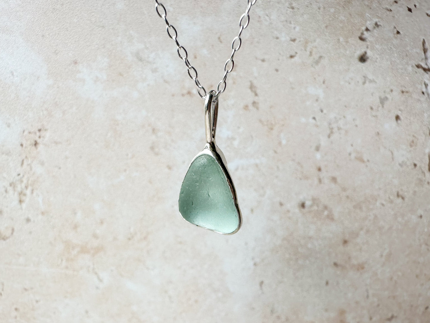 Seafoam sea glass necklace (with or without chain)