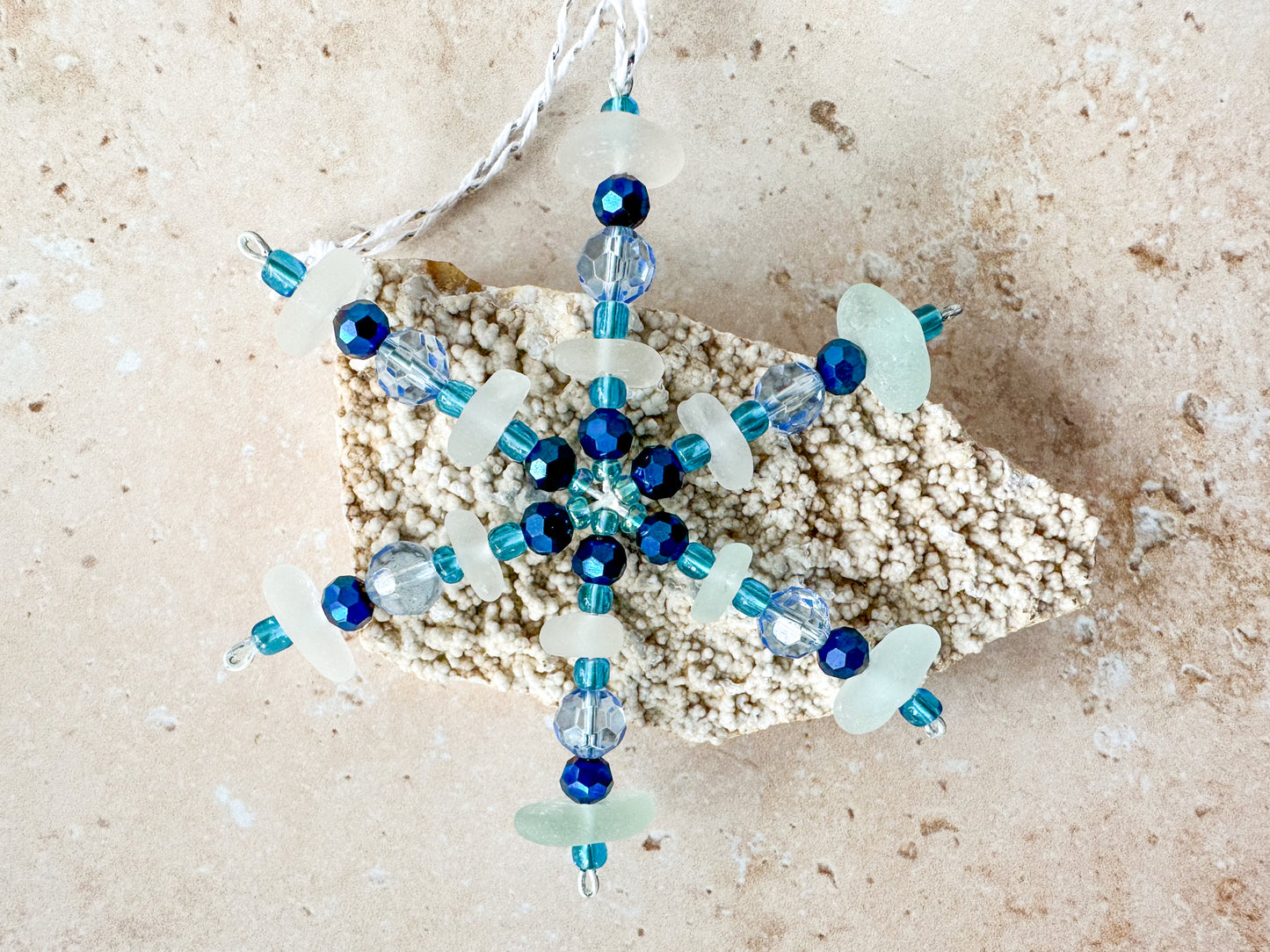 Sea glass snowflake ornament