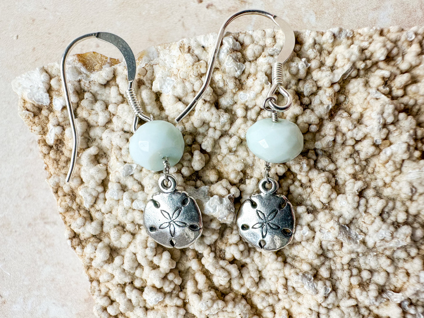 Sand dollar Peruvian opal earrings
