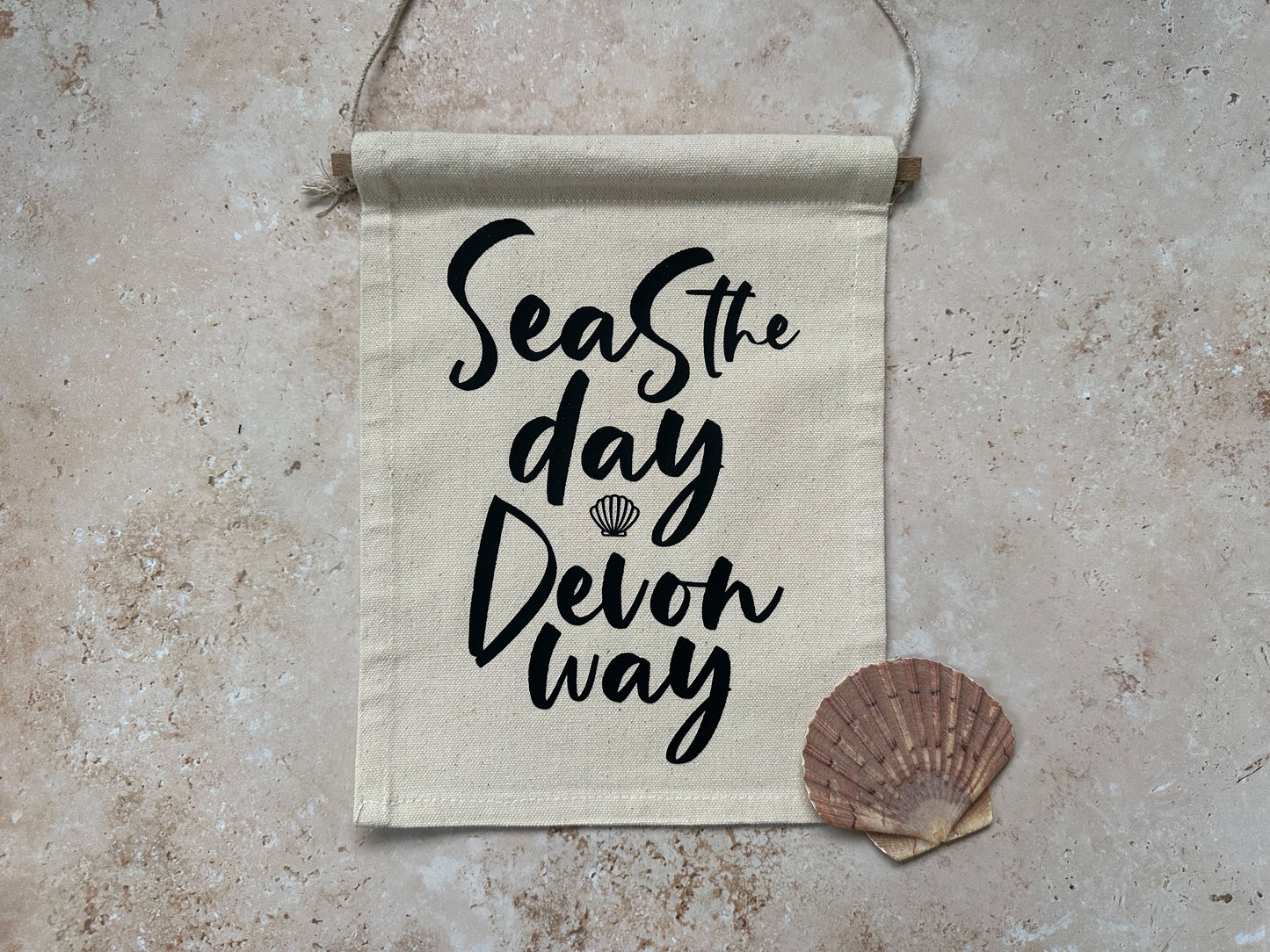 Seas the day devon way canvas banner