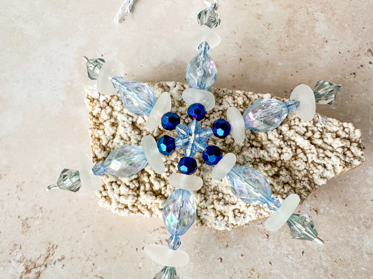 Sea glass snowflake ornament size small
