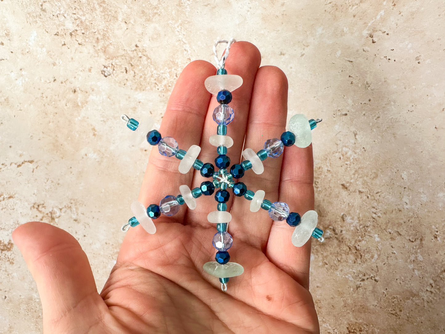 Sea glass snowflake ornament