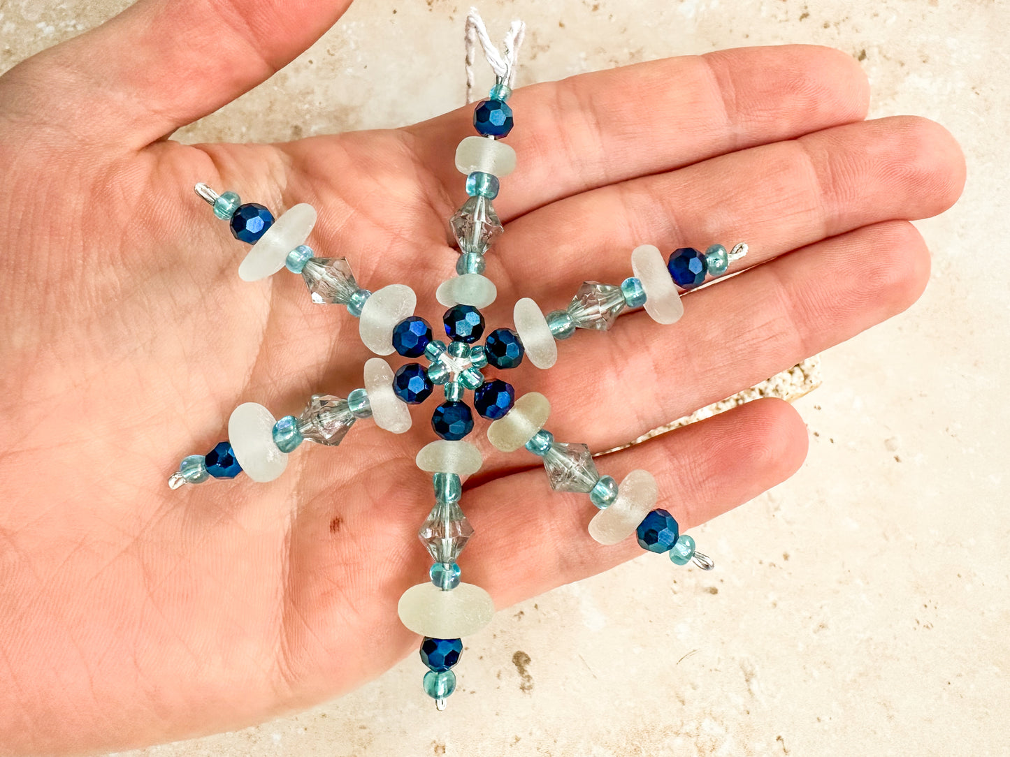 Sea glass snowflake ornament