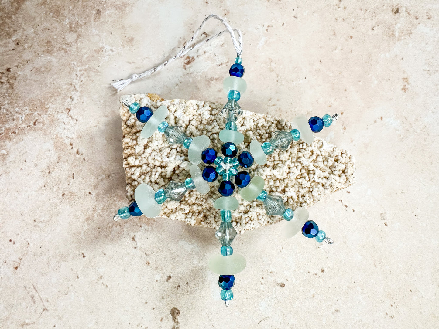 Sea glass snowflake ornament