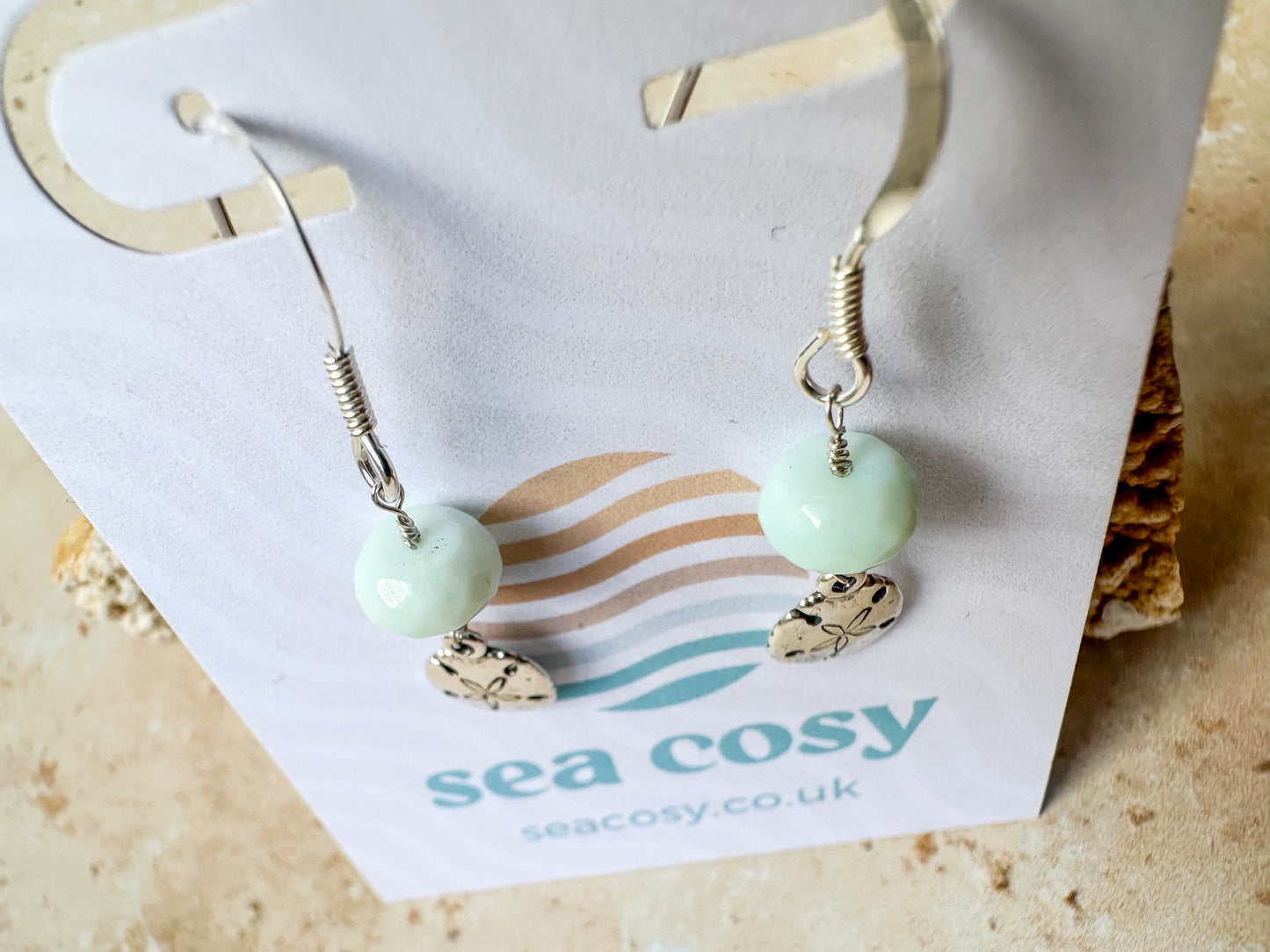 Sand dollar Peruvian opal earrings