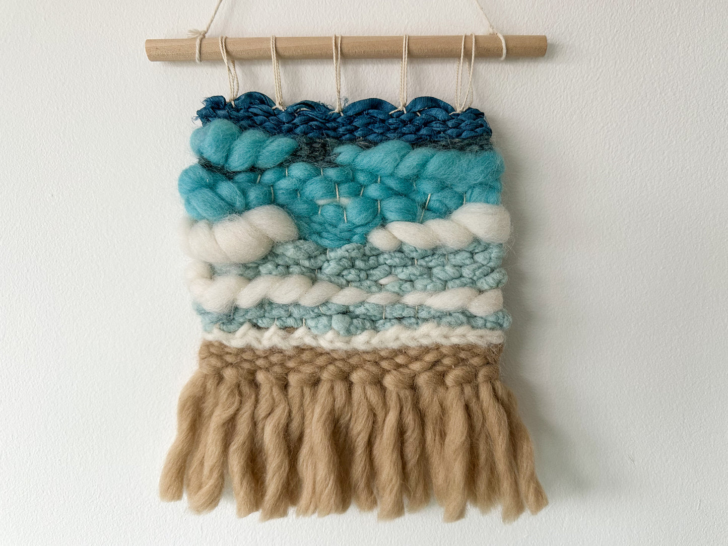 Handwoven Seascape Wall Hanging – Coastal Fiber Art