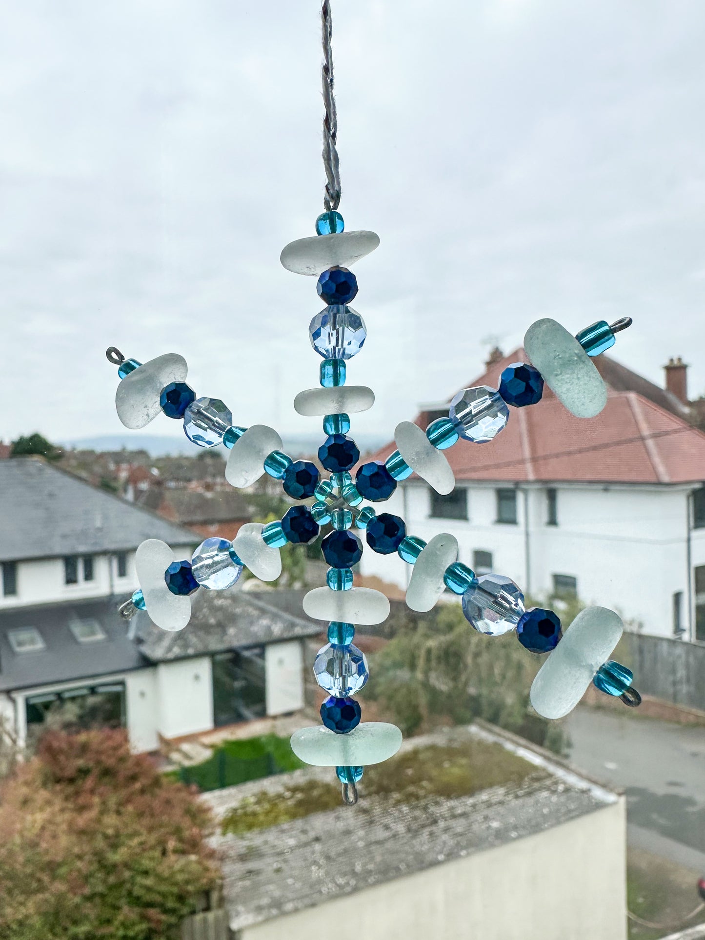 Sea glass snowflake ornament