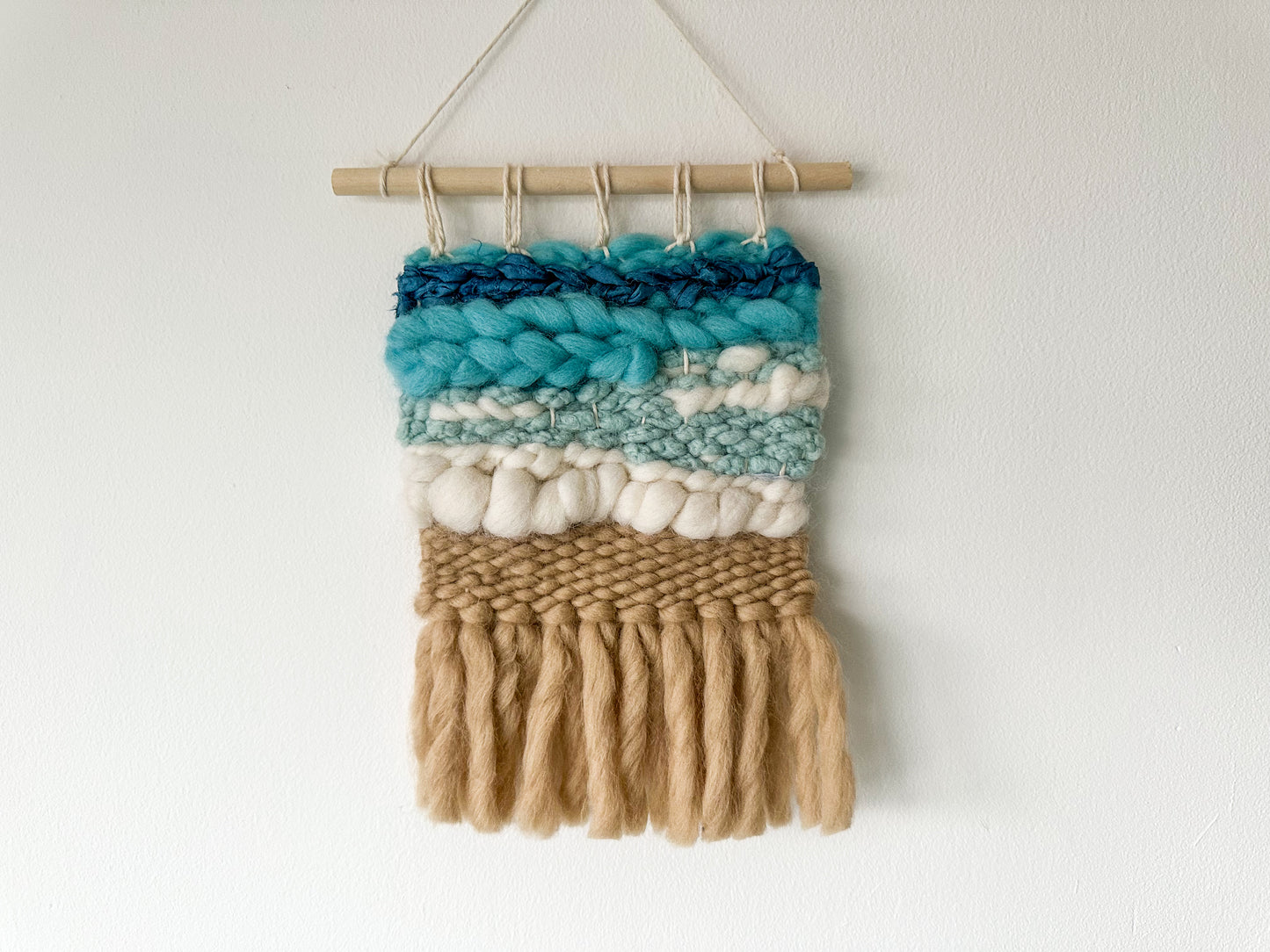 Handwoven Seascape Wall Hanging – Coastal Fiber Art