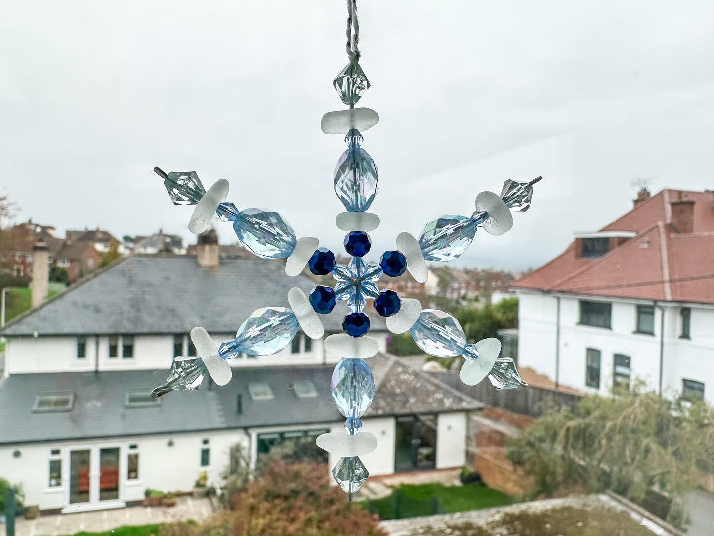 Sea glass snowflake ornament size small