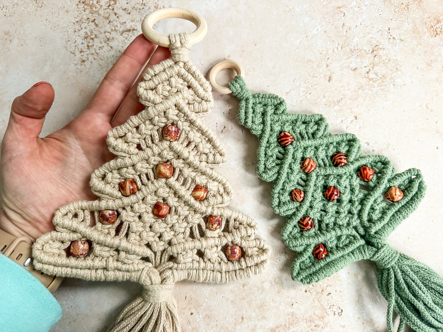 CLEARANCE Macrame Christmas trees large