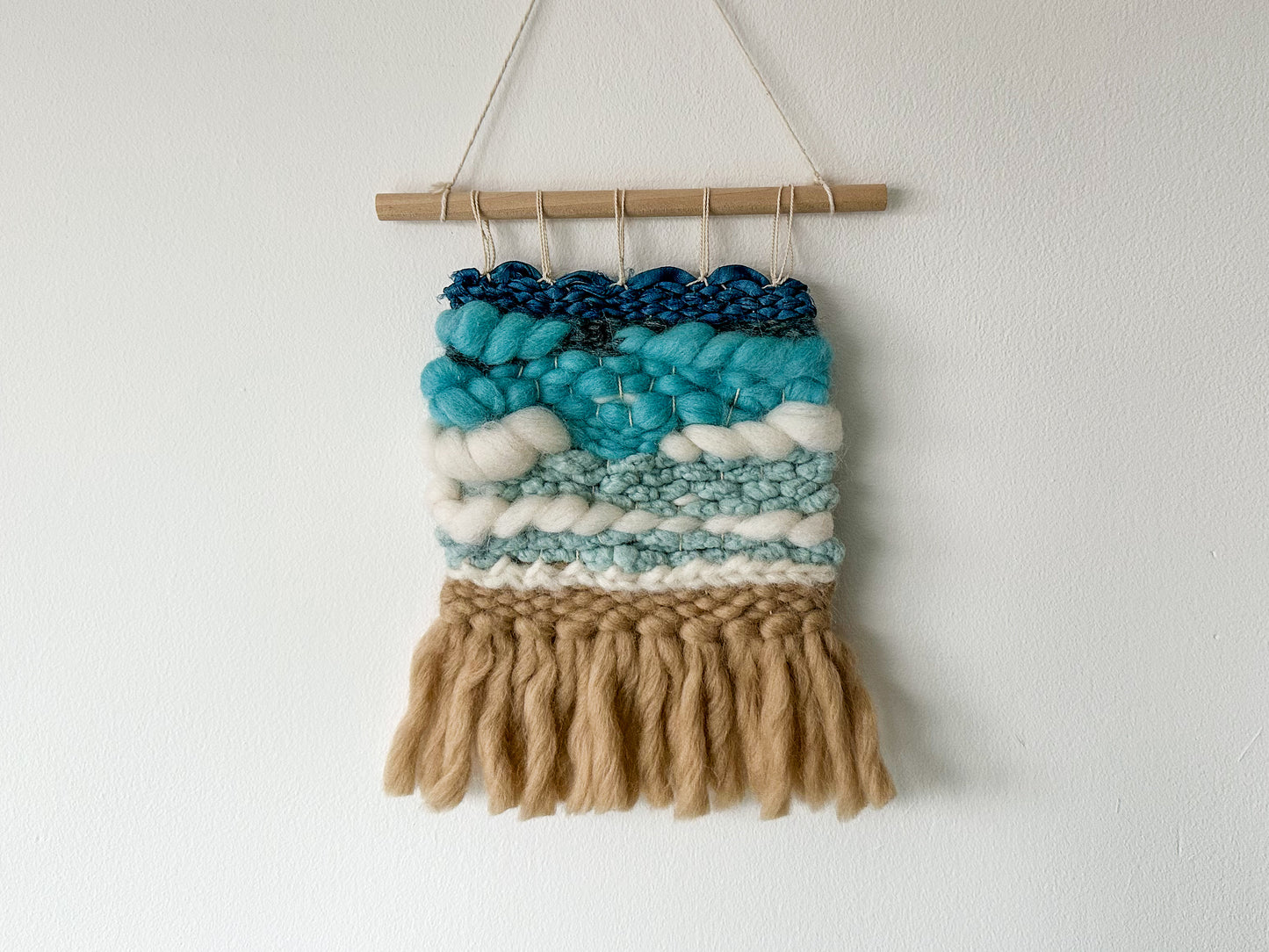 Handwoven Seascape Wall Hanging – Coastal Fiber Art