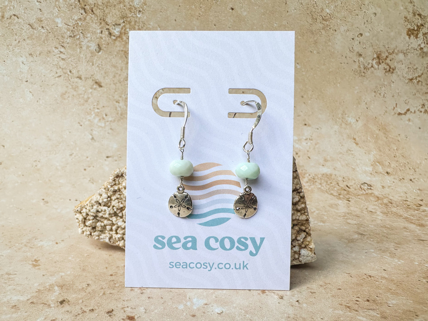 Sand dollar Peruvian opal earrings