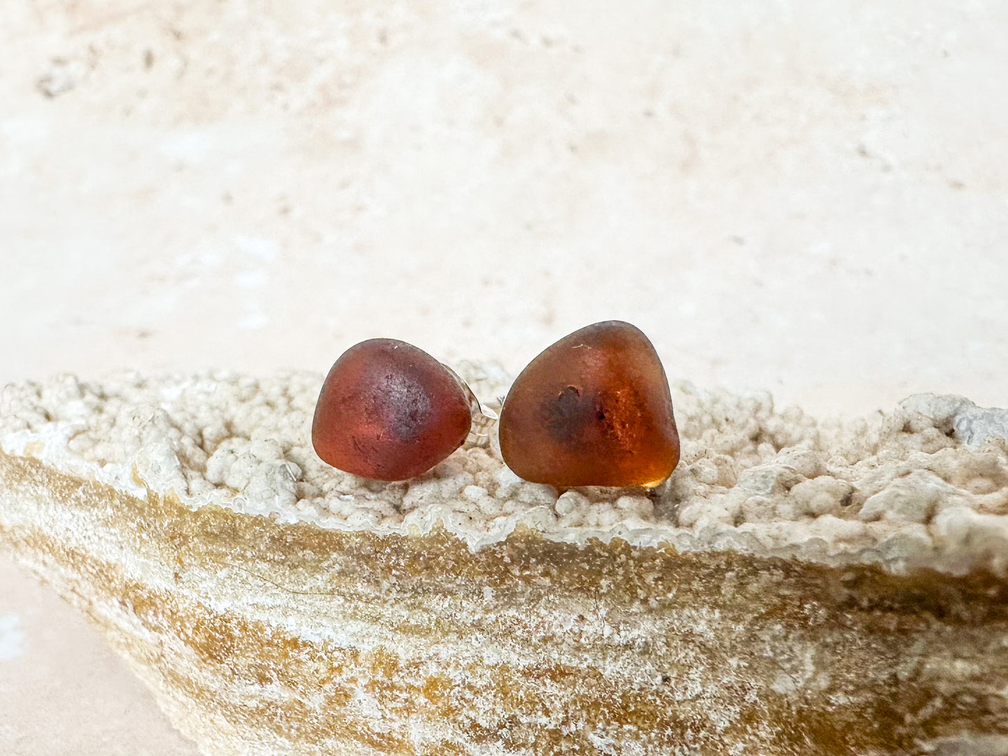 Sea glass earring studs