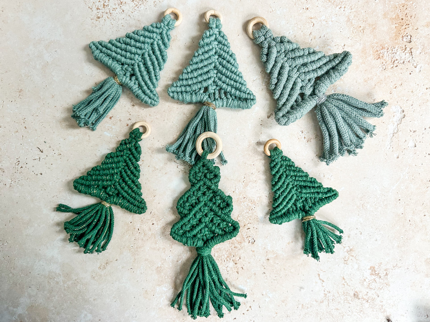 CLEARANCE Macrame Christmas trees small