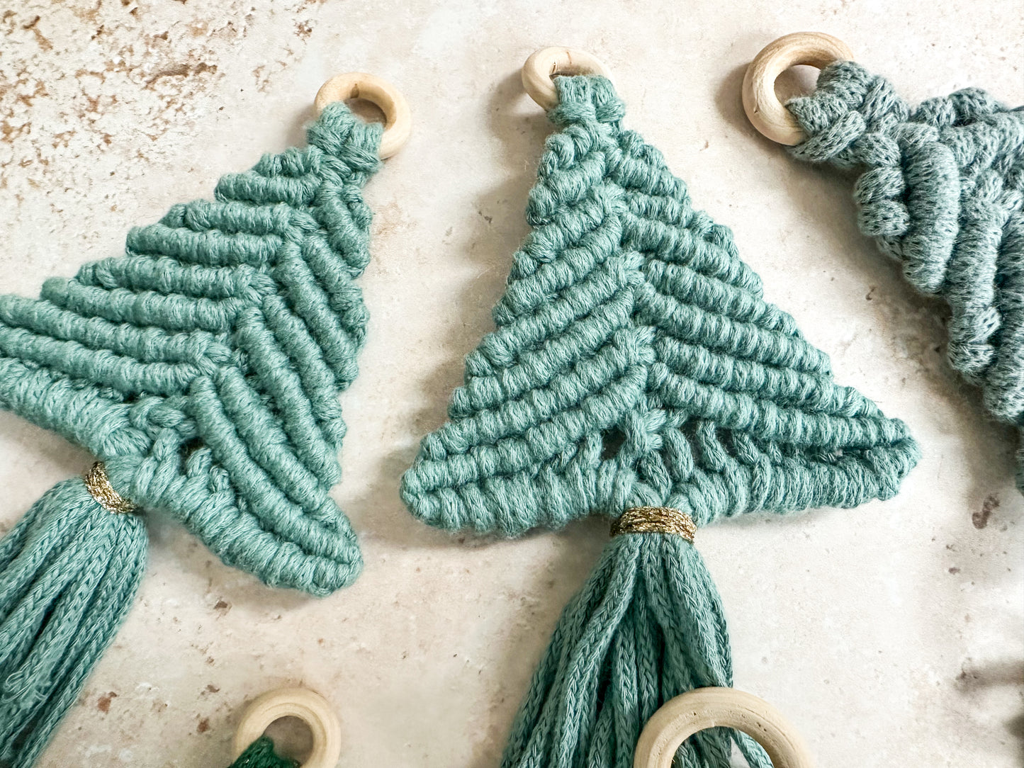 CLEARANCE Macrame Christmas trees small
