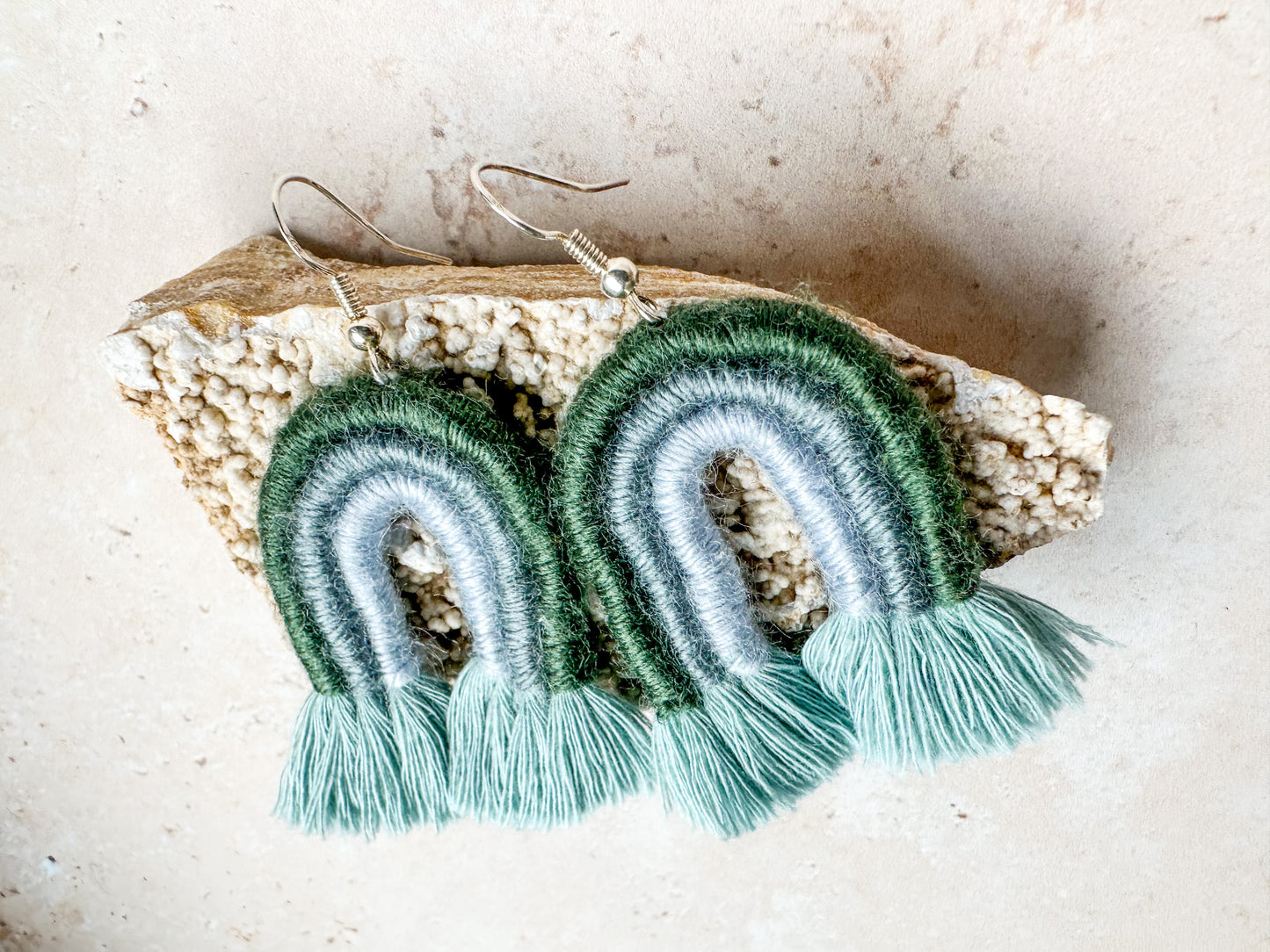 Rainbow macrame earrings