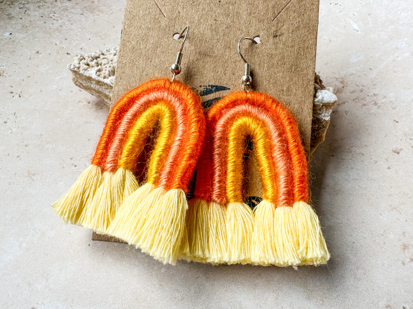Rainbow macrame earrings