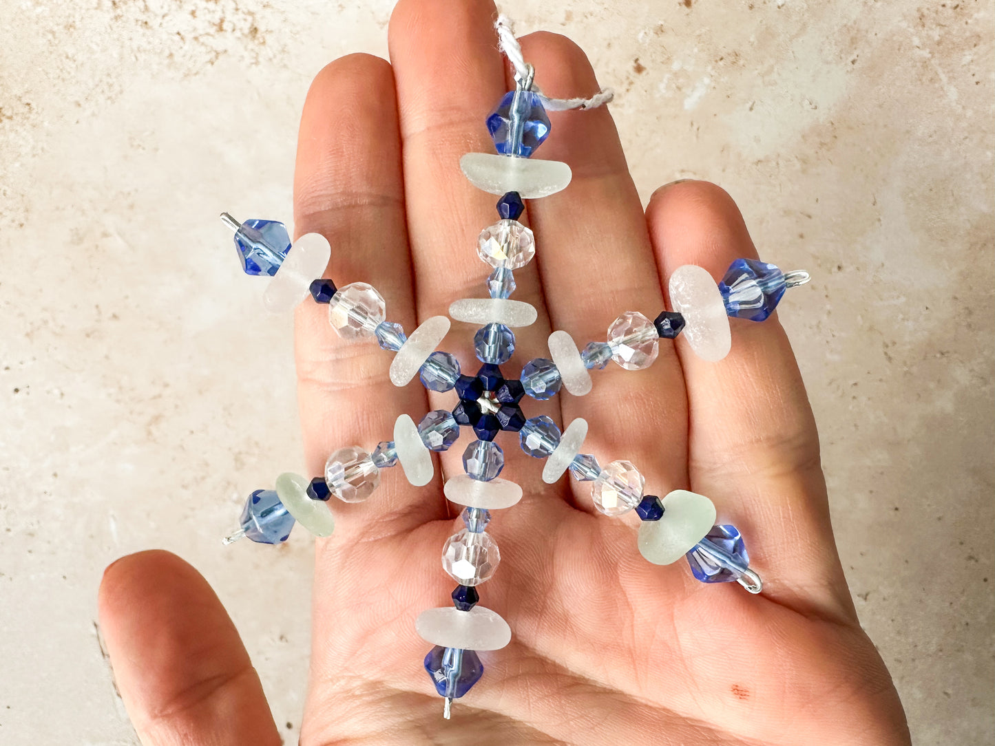Sea glass snowflake ornament size small