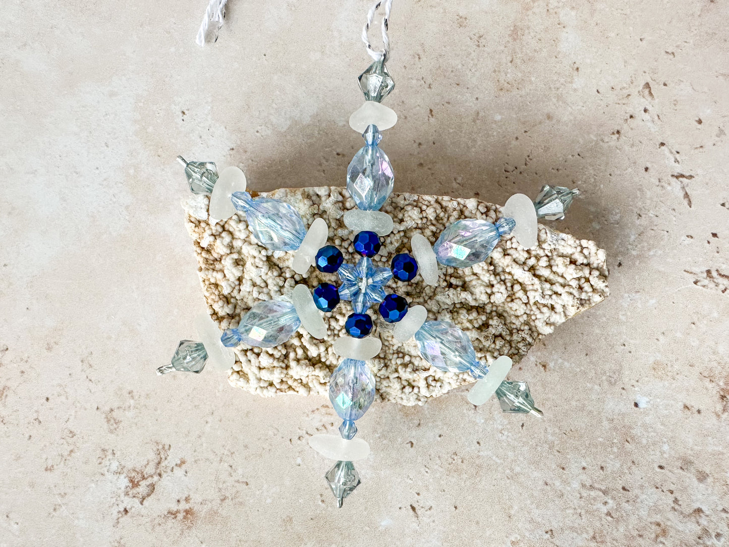 Sea glass snowflake ornament size small
