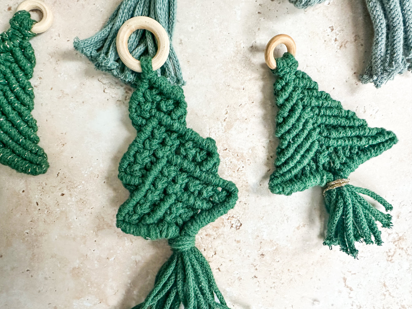 CLEARANCE Macrame Christmas trees small