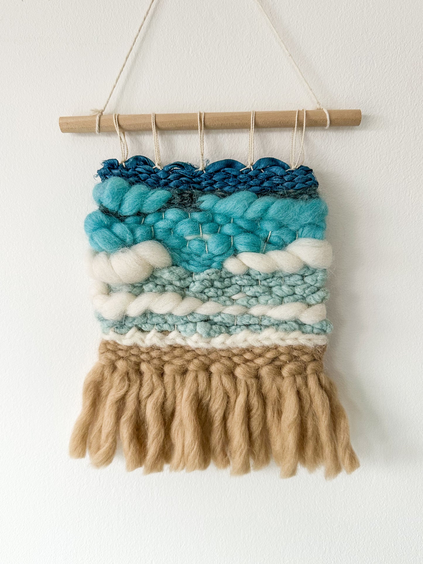 Handwoven Seascape Wall Hanging – Coastal Fiber Art
