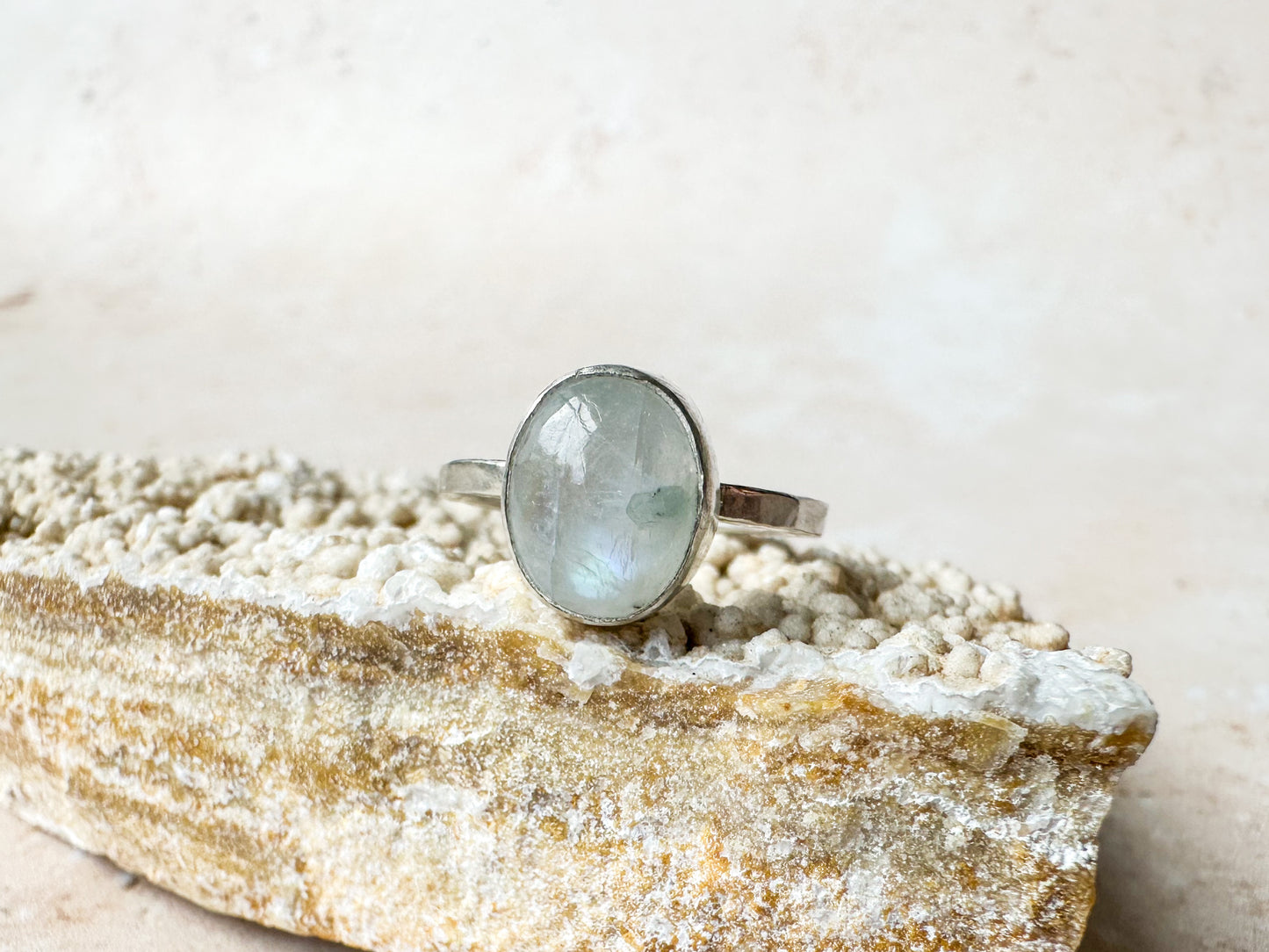 Sea sparkle moonstone ring, size M
