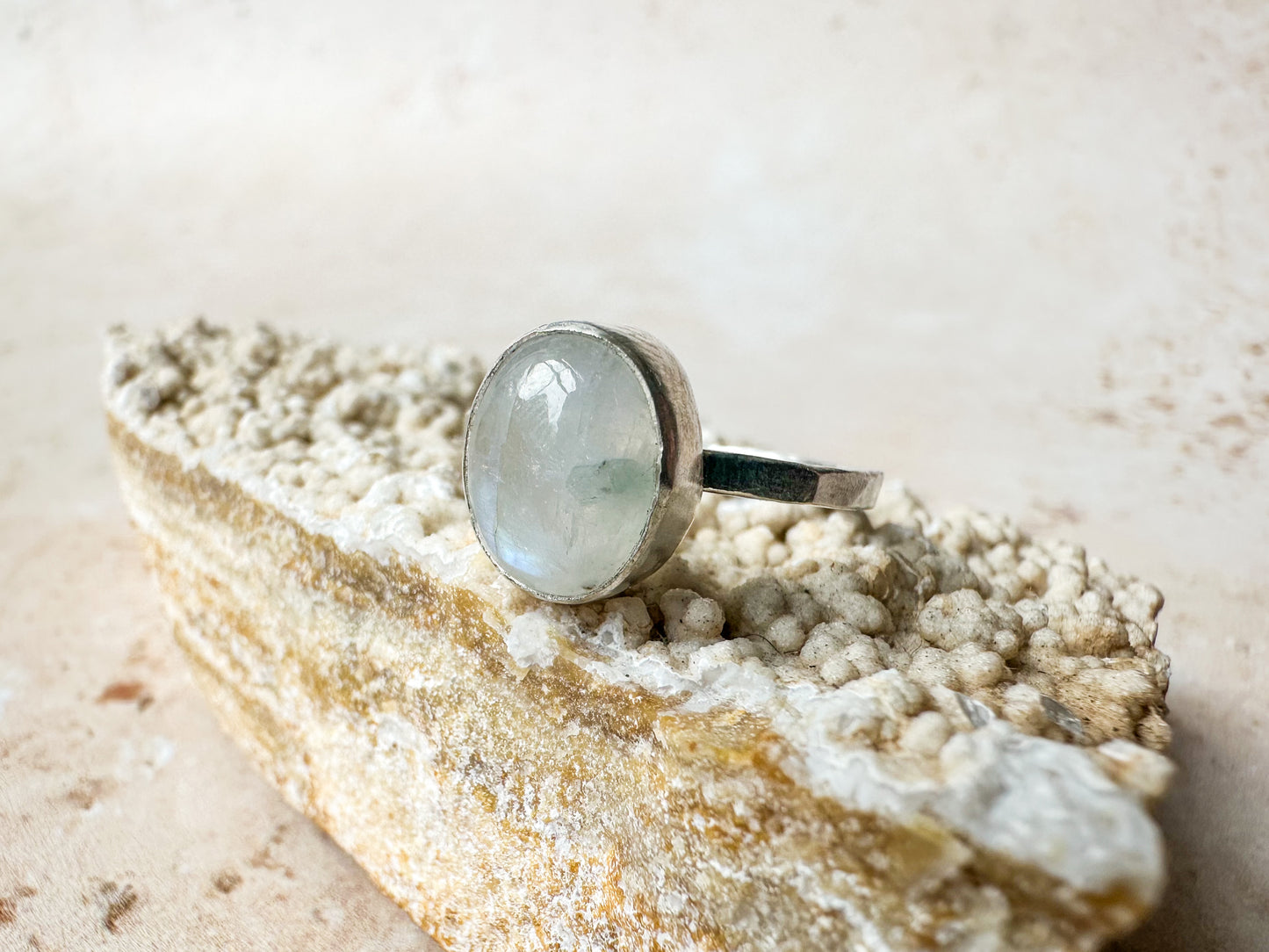 Sea sparkle moonstone ring, size M