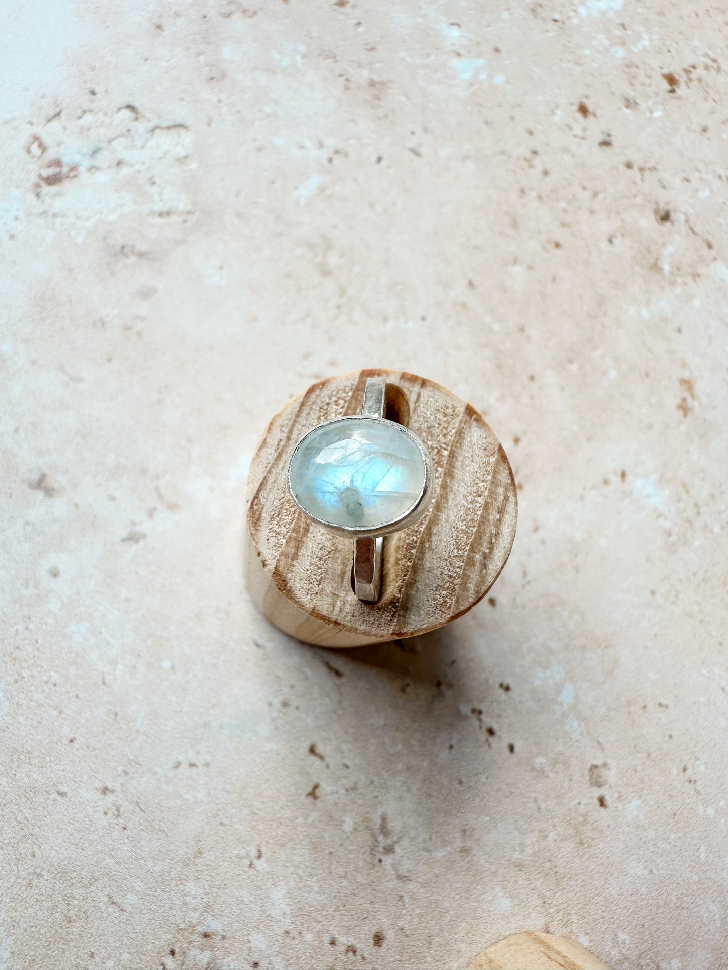 Sea sparkle moonstone ring, size M