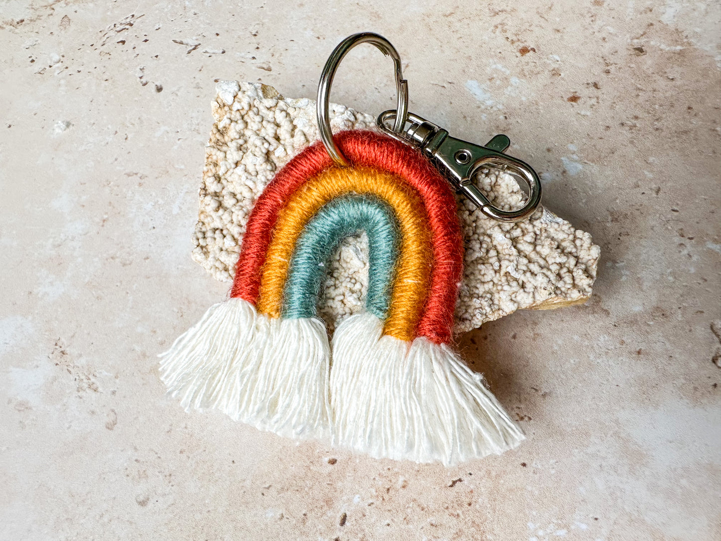 Rainbow macrame keychain