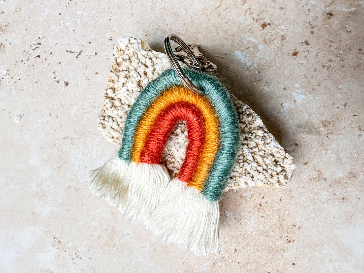 Rainbow macrame keychain