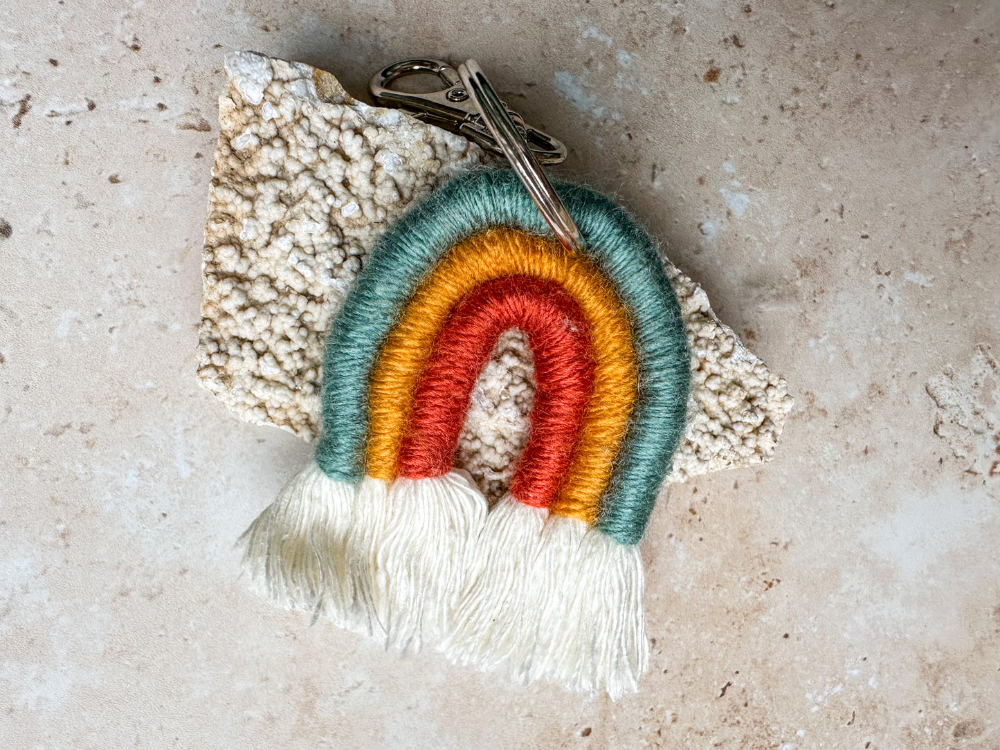 Rainbow macrame keychain