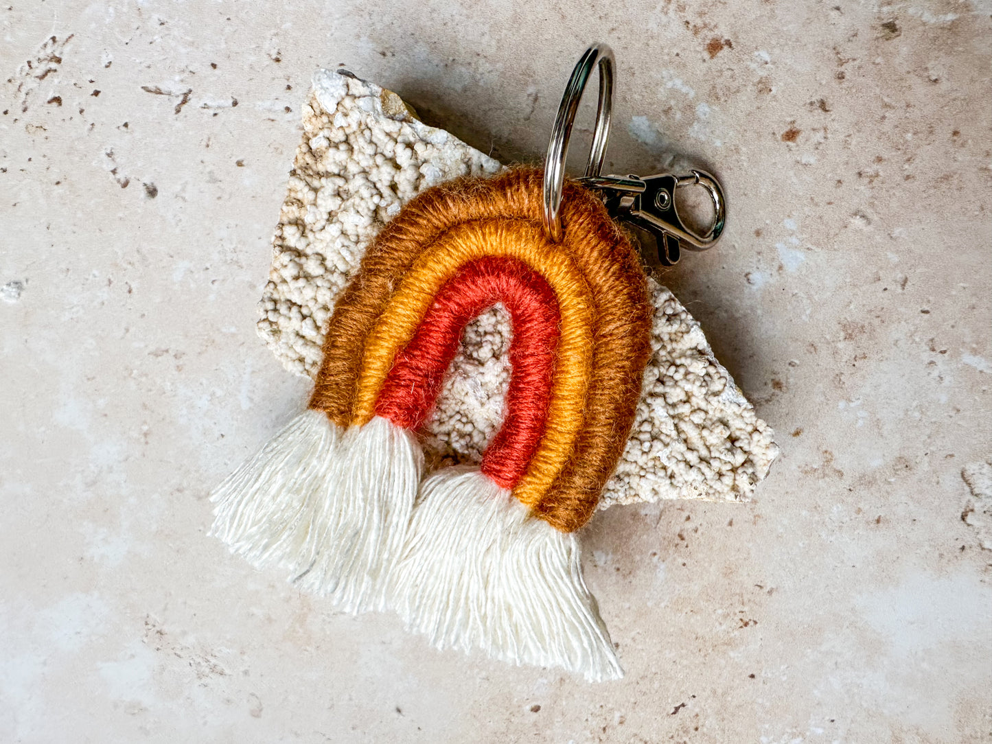 Rainbow macrame keychain