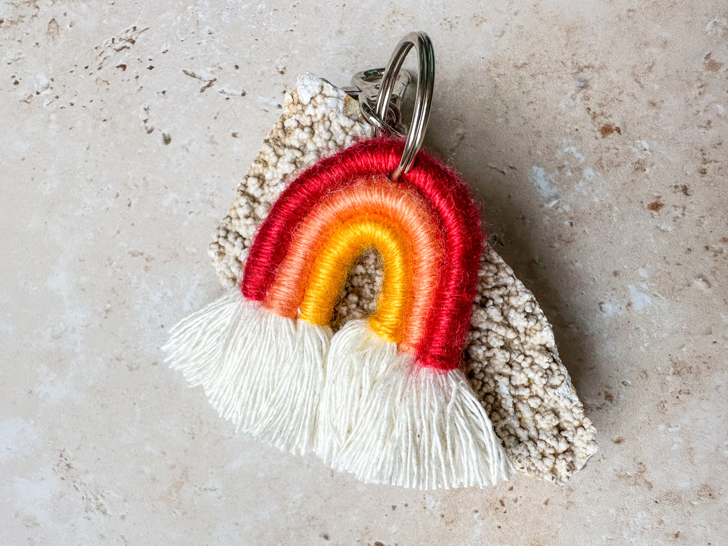 Rainbow macrame keychain