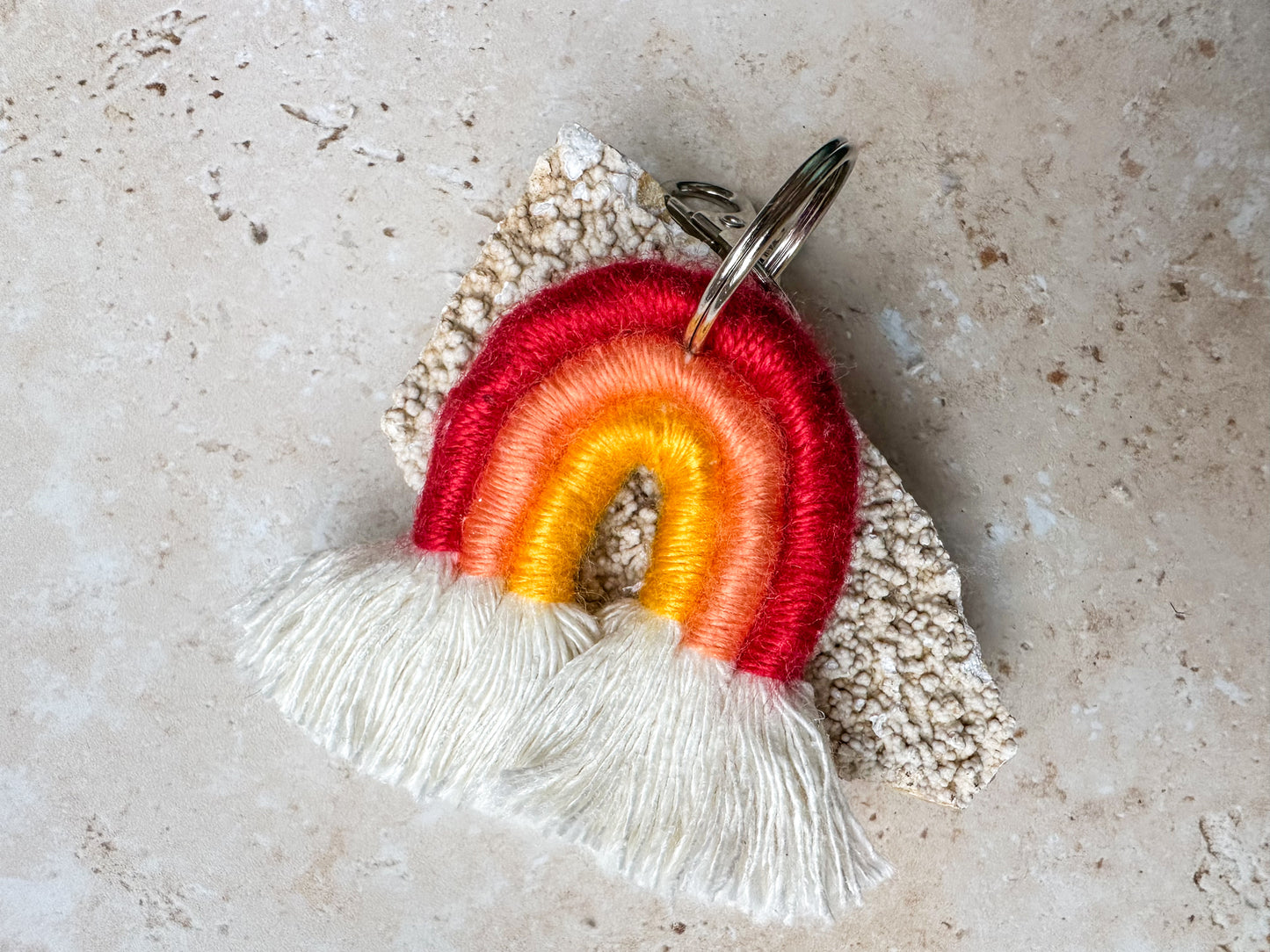 Rainbow macrame keychain