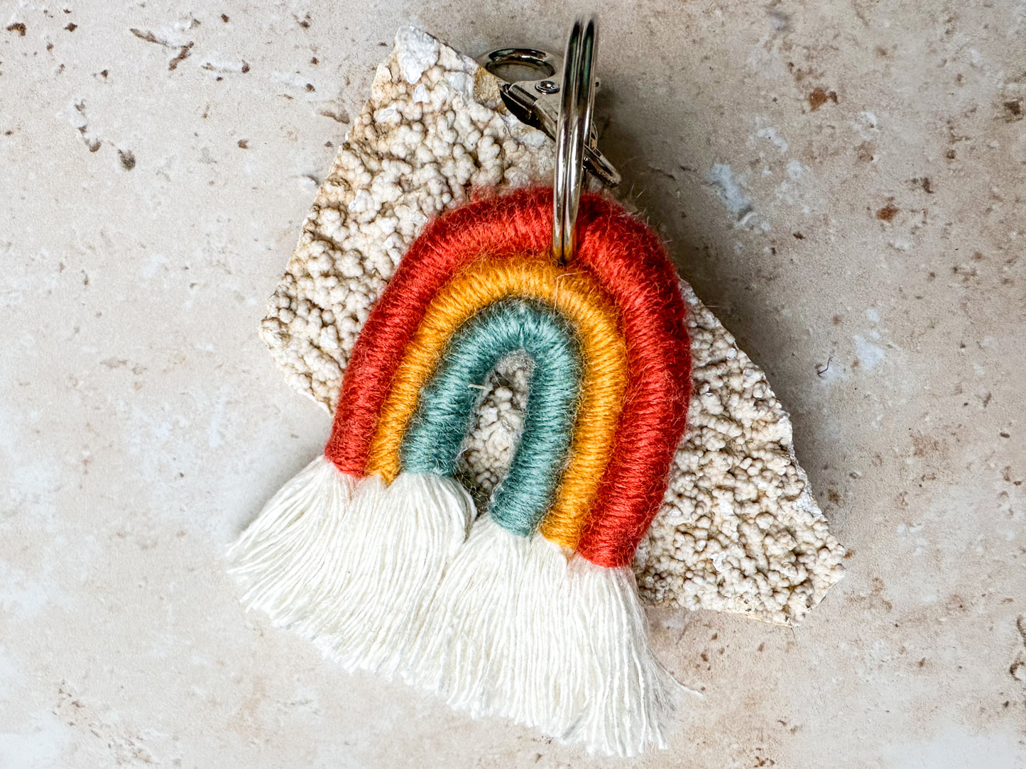 Rainbow macrame keychain