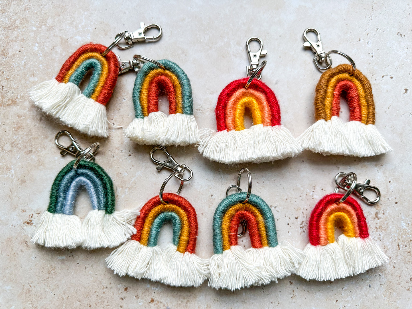 Rainbow macrame keychain