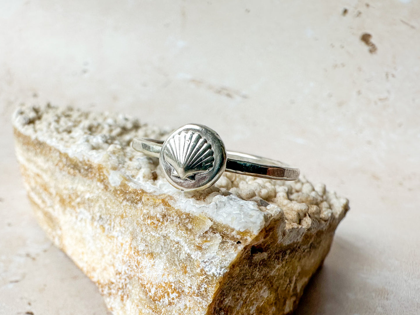 Silver sea shell ring, various sizes