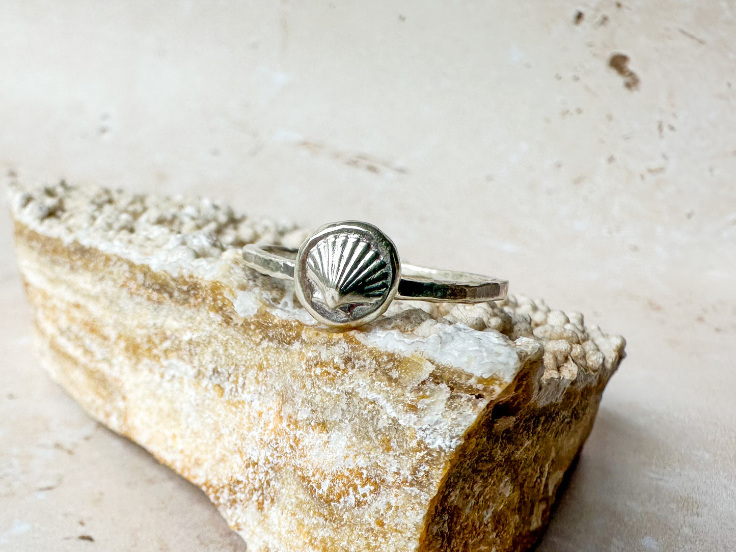 Silver sea shell ring, various sizes