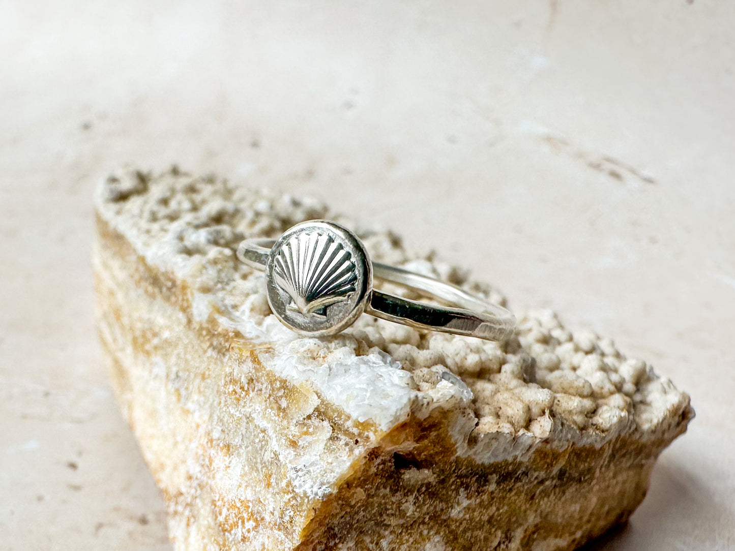 Silver sea shell ring, various sizes