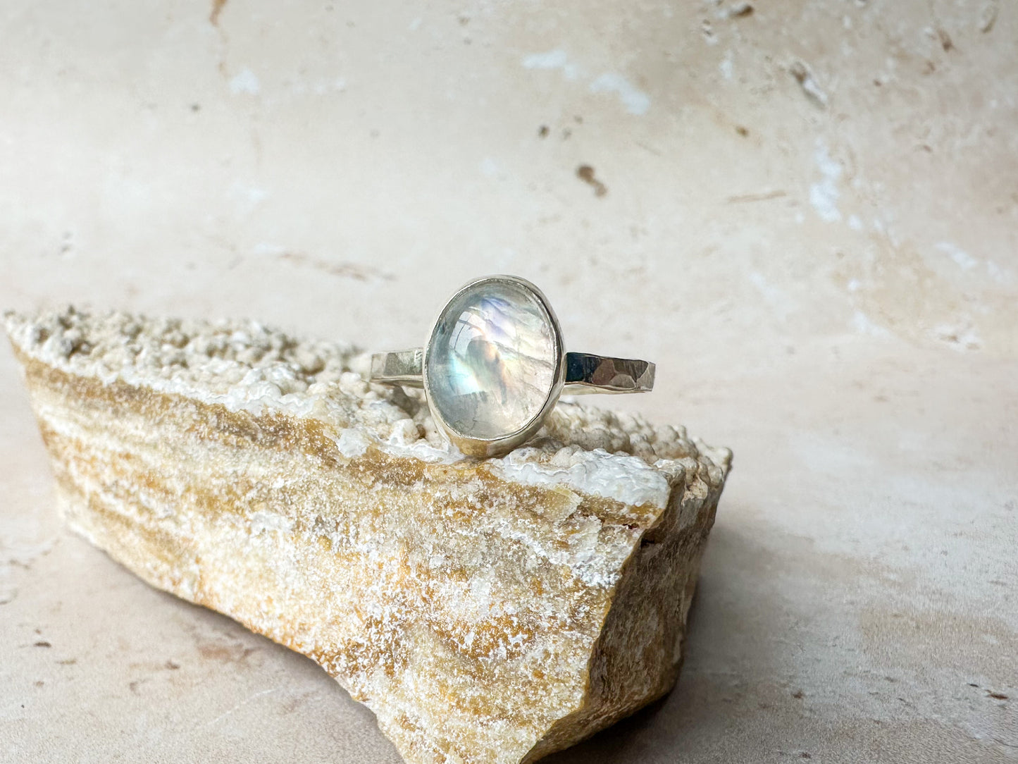 Sea sparkle moonstone ring, size P