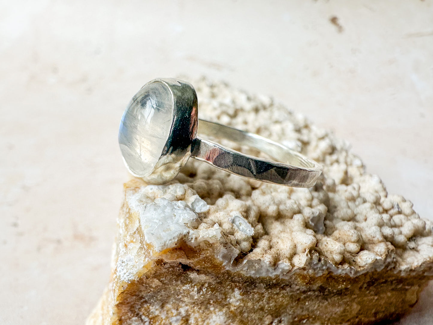 Sea sparkle moonstone ring, size P